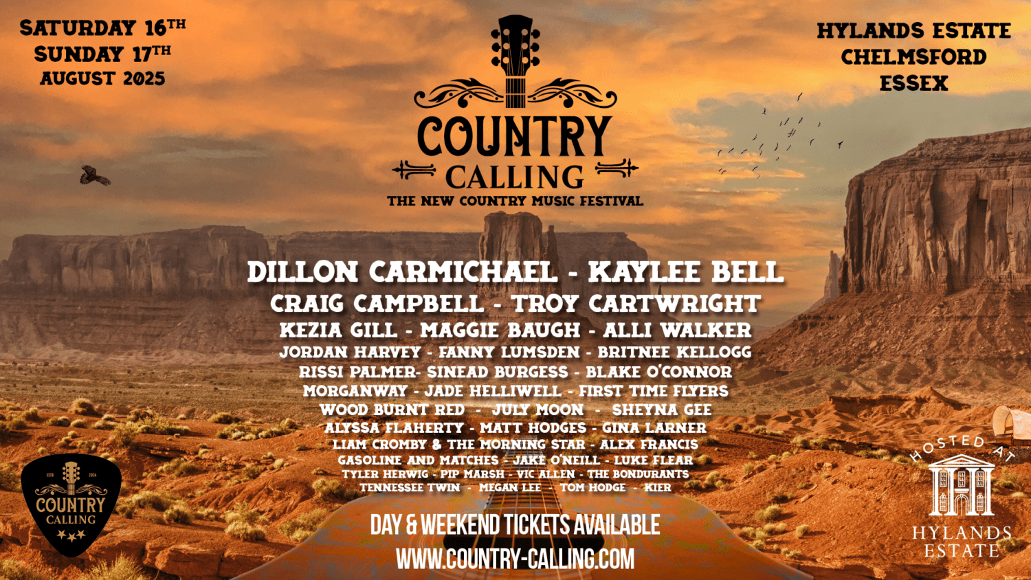 Country Calling music festival with a list of country music artists who will be preforming. 